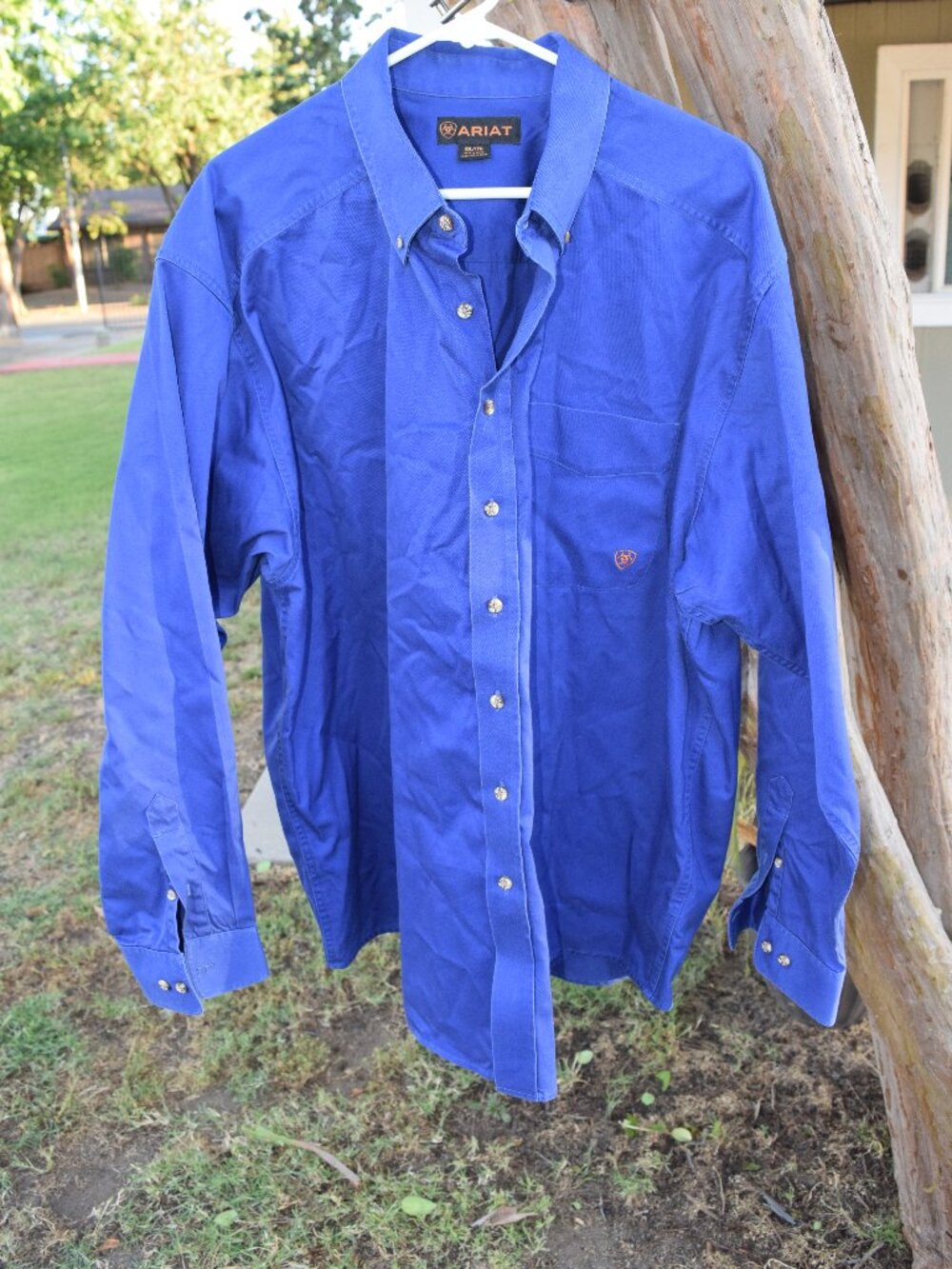 Ariat XXL Royal Blue Solid Twill Western Button Down Shirt - Ariat 2XL